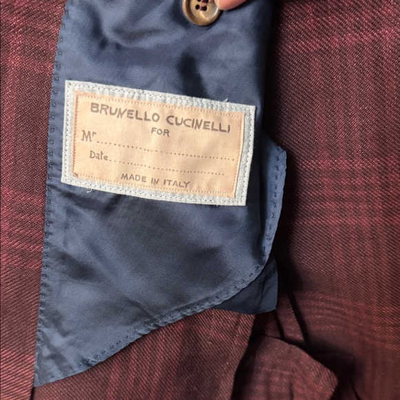 Brunello Cucinelli Dark Red Plaid Blazer - Picture 3 of 16